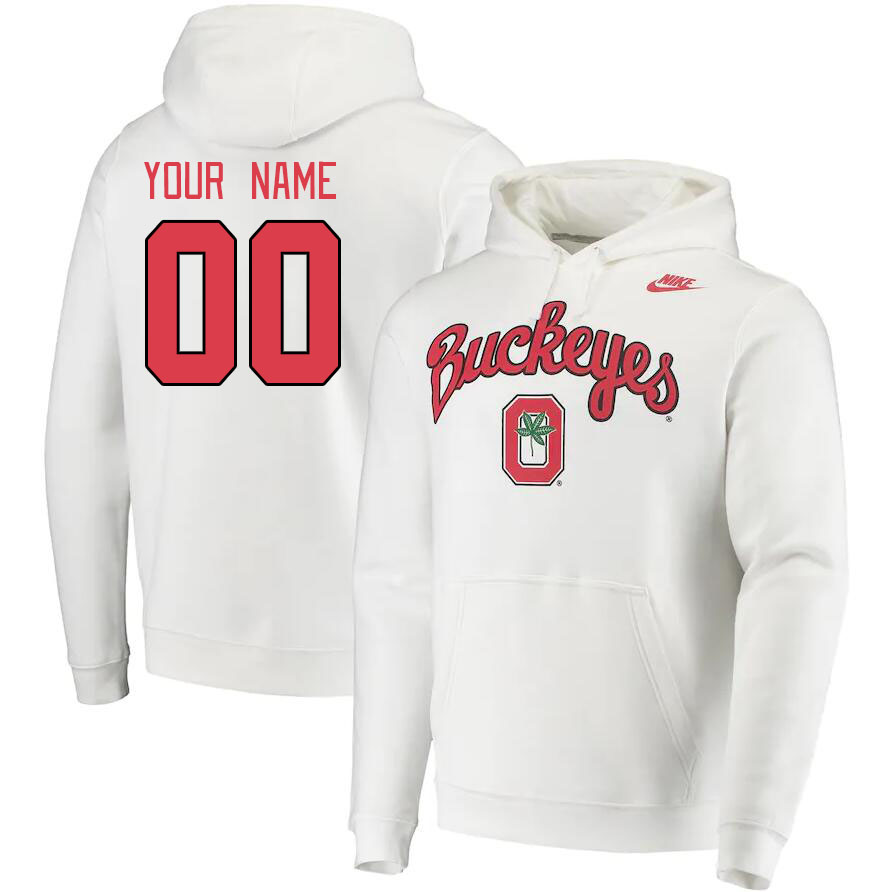 Custom Ohio State Buckeyes Name And Number College Hoodie-White - Click Image to Close